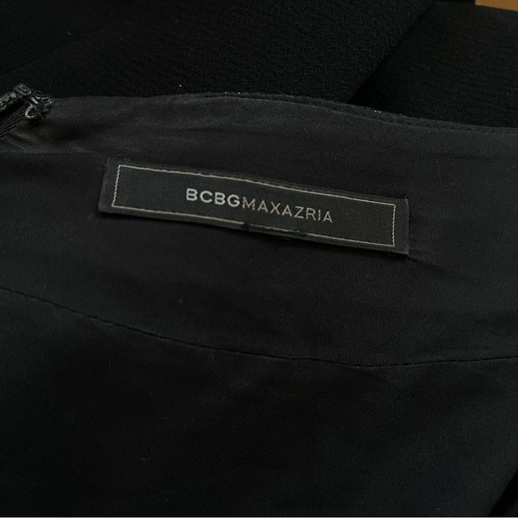 BCBGMAXAZRIA Aida Black Lace Open Back Gown | Nude Illusion Evening Dress Glam - Picture 5 of 6